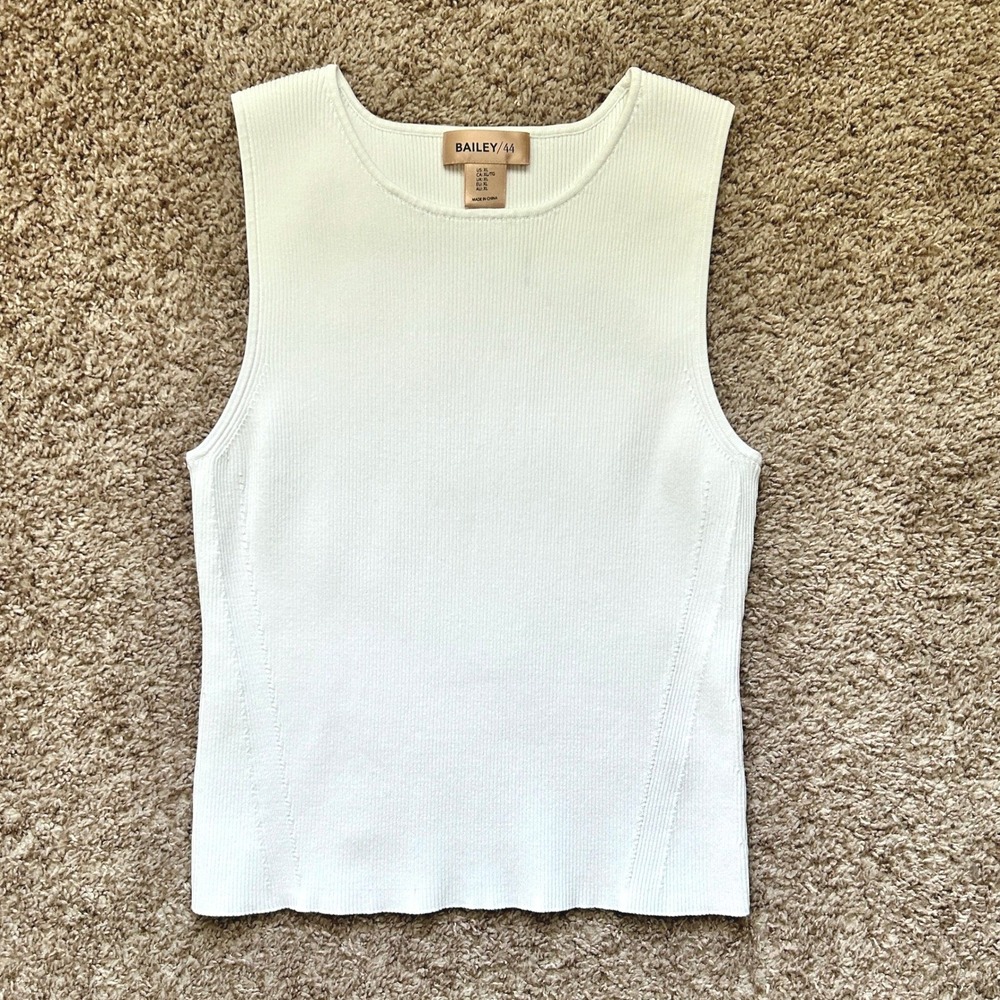 BAILEY 44 Ribbed Sleeveless Tank Top White I Size XL I‎ Knit Shell Casual